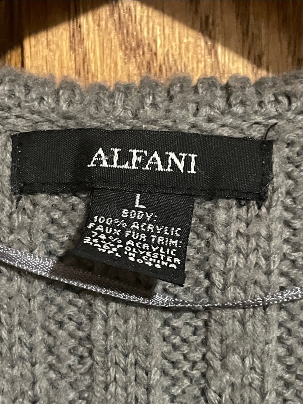 Alfani Gray Ribbed Ruffle Tie-Front Cardigan Sweater - Picture 2 of 4